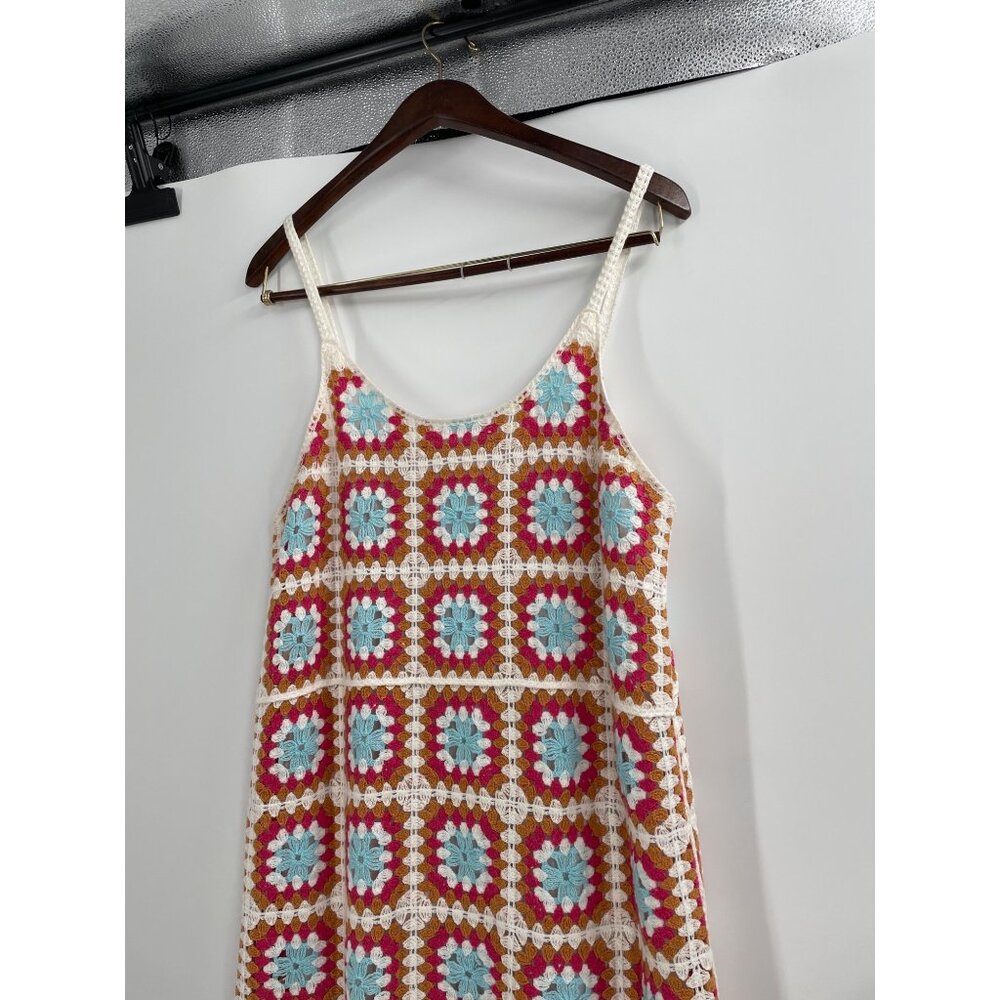 Willow & Wind Womens Size Large Crochet Knit Sundress Colorful Boho Retro Hippie - Picture 3 of 7